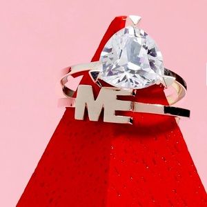 FRED & FAR Self-Love White Sapphire and Sterling Pinky Ring- W(2.5)